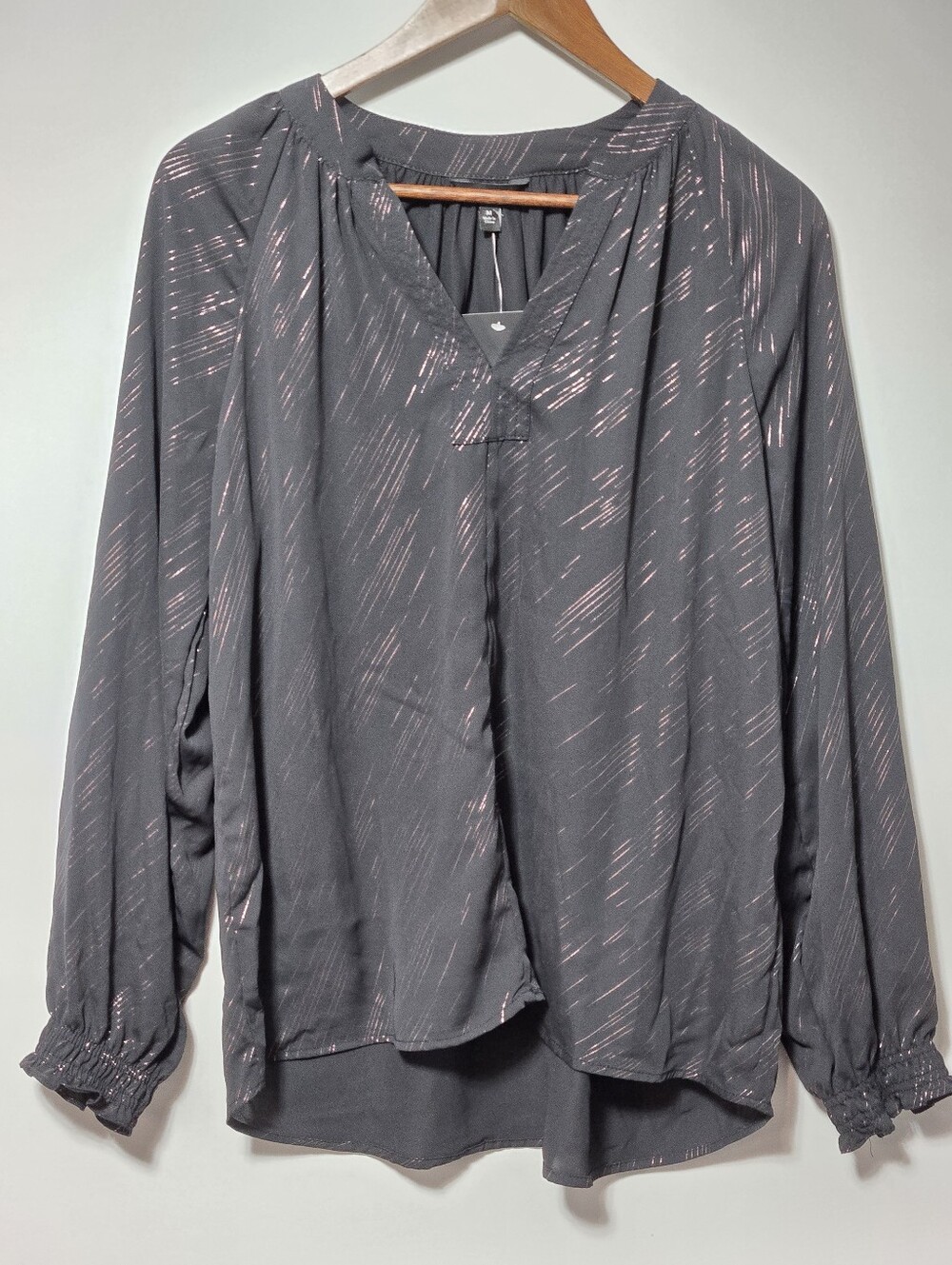The Limited Black Metallic Stripe Blouse Medium NWT